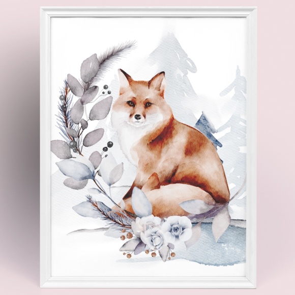 Other - Watercolor Wall Art Print Fox Portrait Unframed